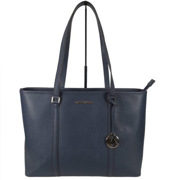 MICHAEL KORS LEATHER LOGO Navy Sady Large Tote Bag IM-1904 F19 35T7GD4T7L 406 - Picture 1 of 16